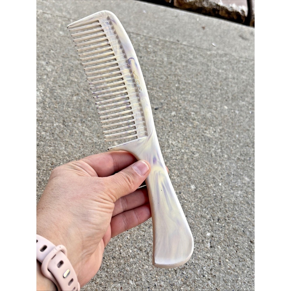 Vintage ACE Goody Pocket Comb Gray White‎ Marble Swirl 9 Inch RETRO